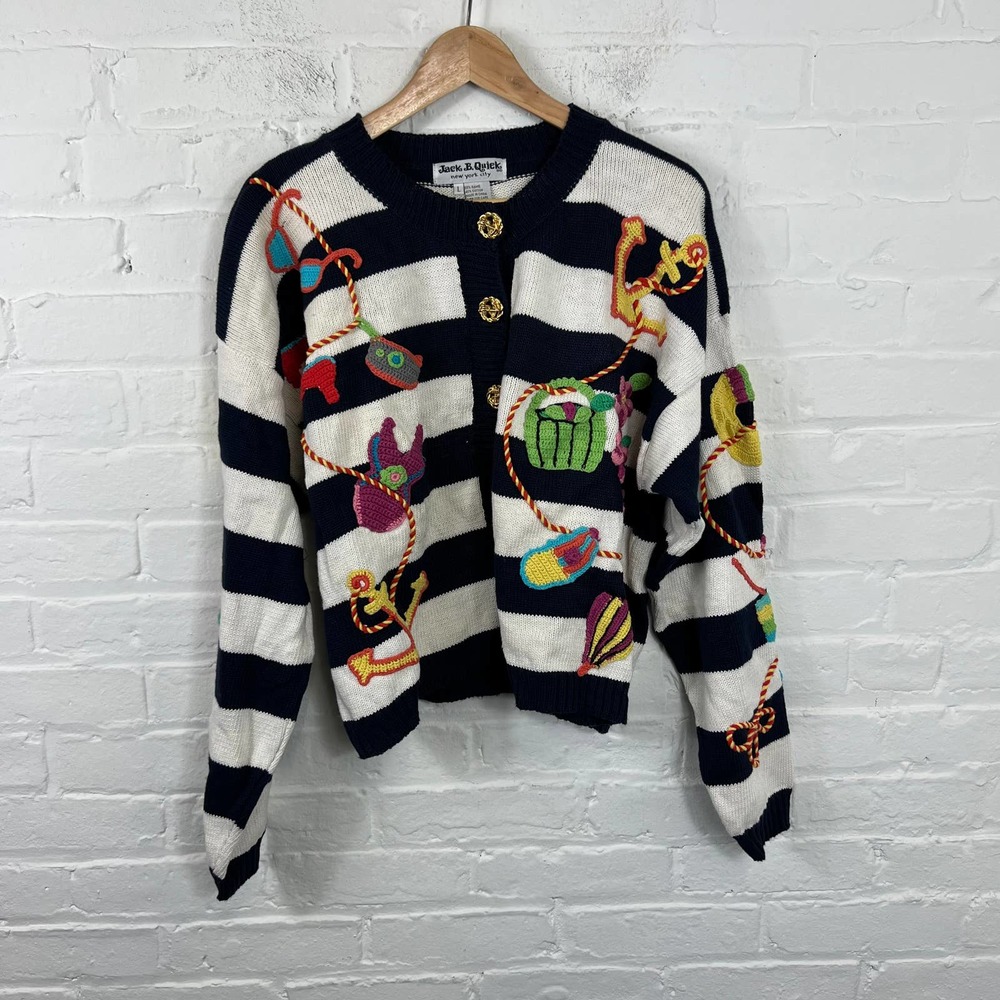 Jack B. Quick Women's Button Front Sweater Long Sleeve Multicolor Size L